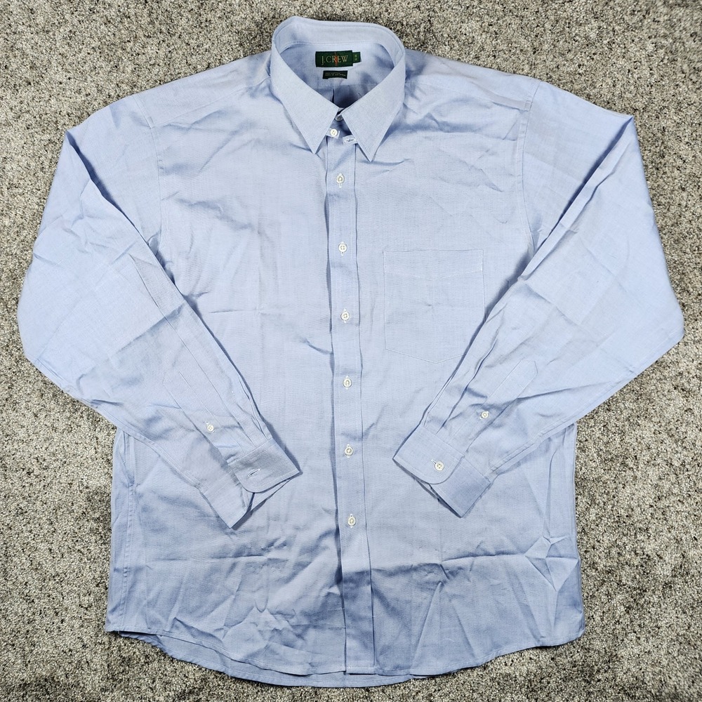 J.Crew Button Down Shirt Mens 16-35 Blue Long Sleeve Cotton Excellent